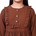 Umbrella abaya with frills- Rust brown